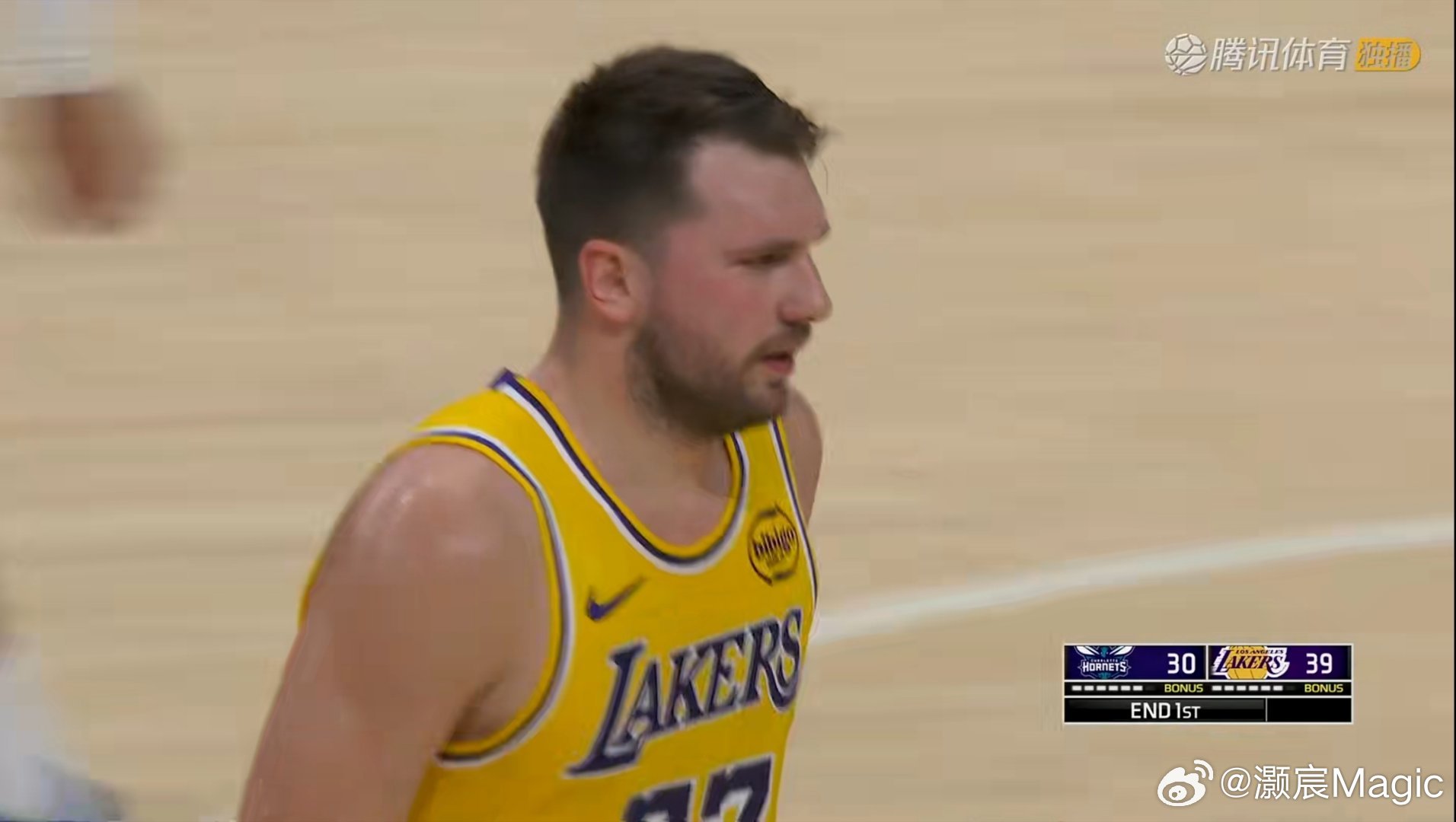 第一节结束，湖人39-30黄蜂，东契奇单节19分，你有何感想？黄蜂vs湖人