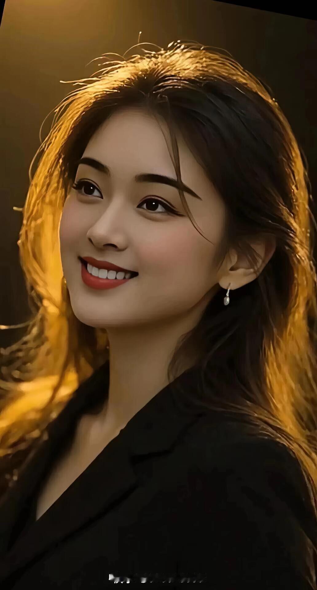 优雅黑发，微笑如阳光，自信满满！🌟✨