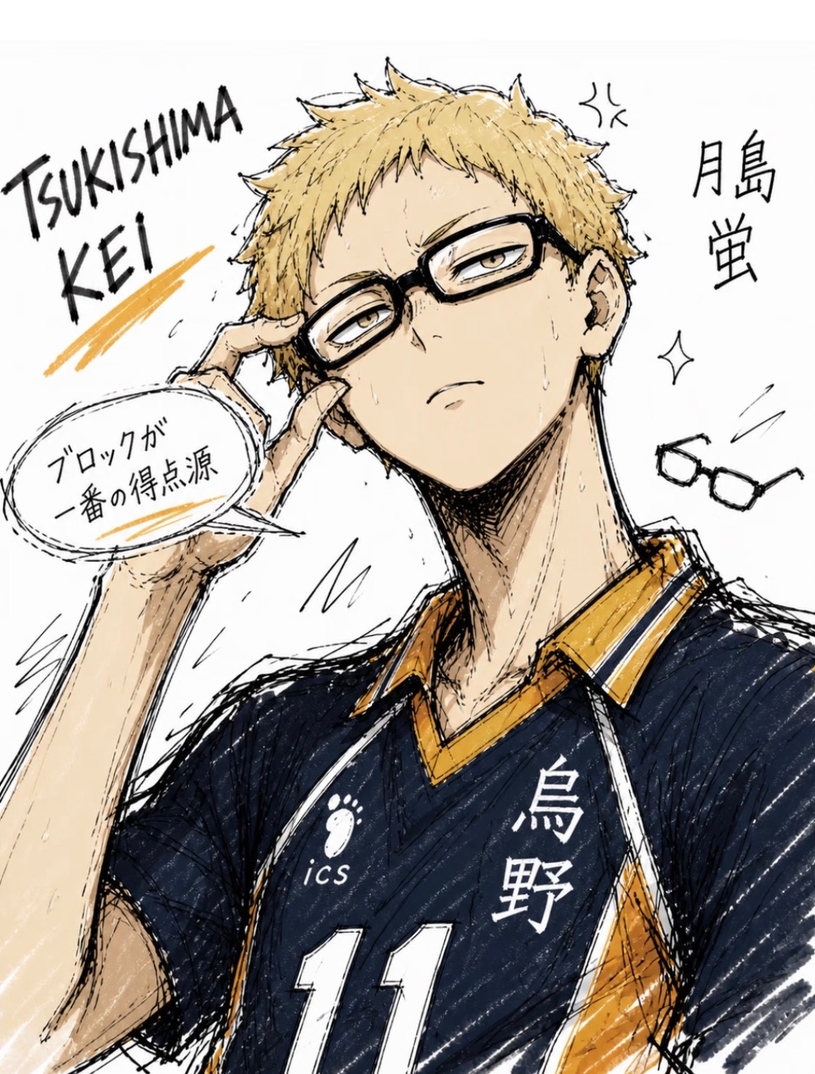 月岛的眼镜杀，这该死的魅力谁懂啊～🏐 月岛萤 (Tsukishima Kei)