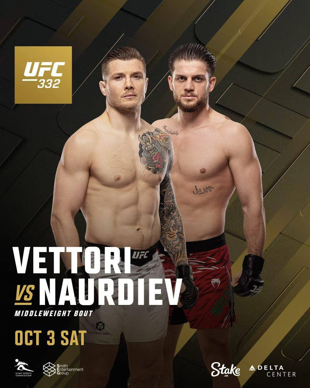 盐湖城的高海拔MMA格斗10月3日在犹他州盐湖城举办的UFC 332赛事阵容站卡
