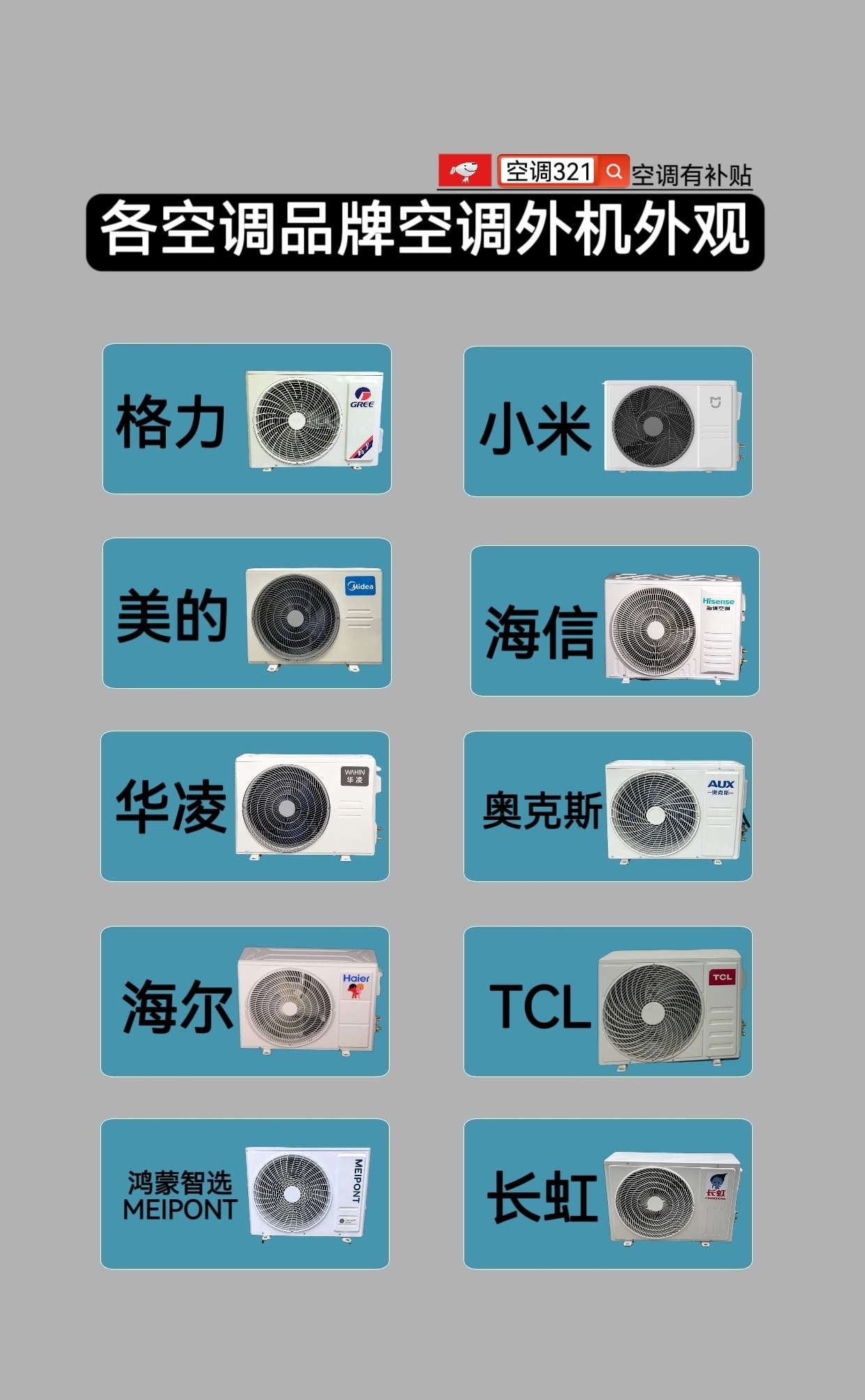 各空调品牌空调外机外观各空调品牌的空调外机长什么样子，快看看跟你一家的一样吗 