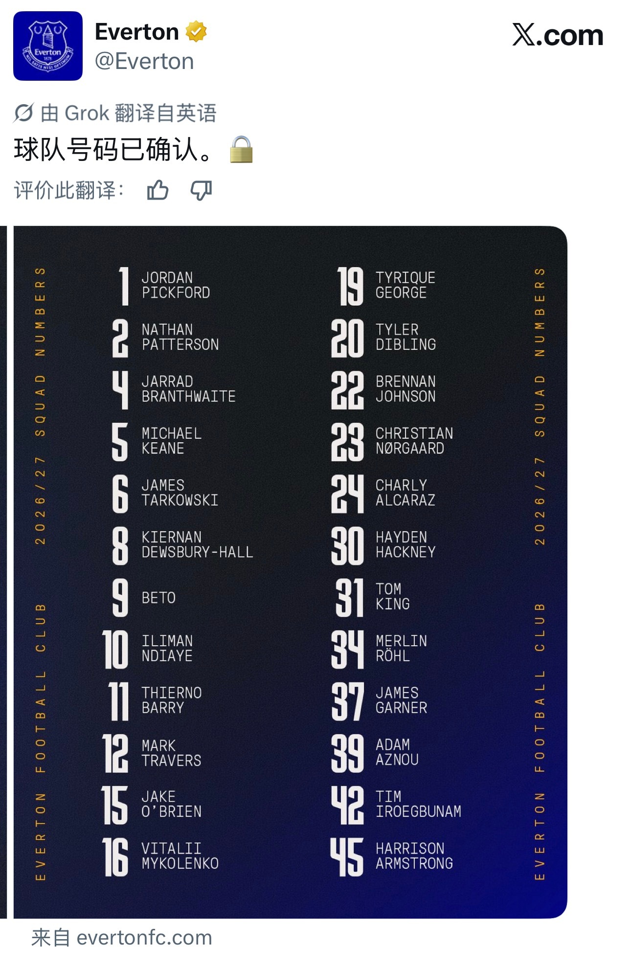 莫爵爷手下的埃弗顿新赛季也不可小视，中场厚度不错 