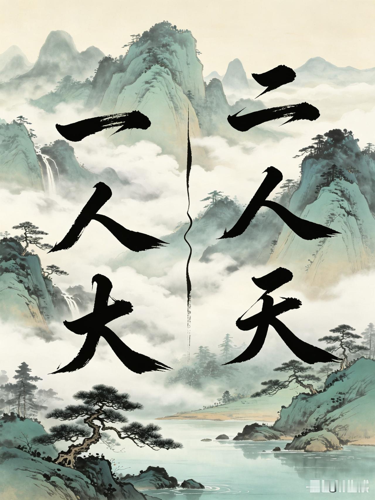 上联：一人大
下联：二人天