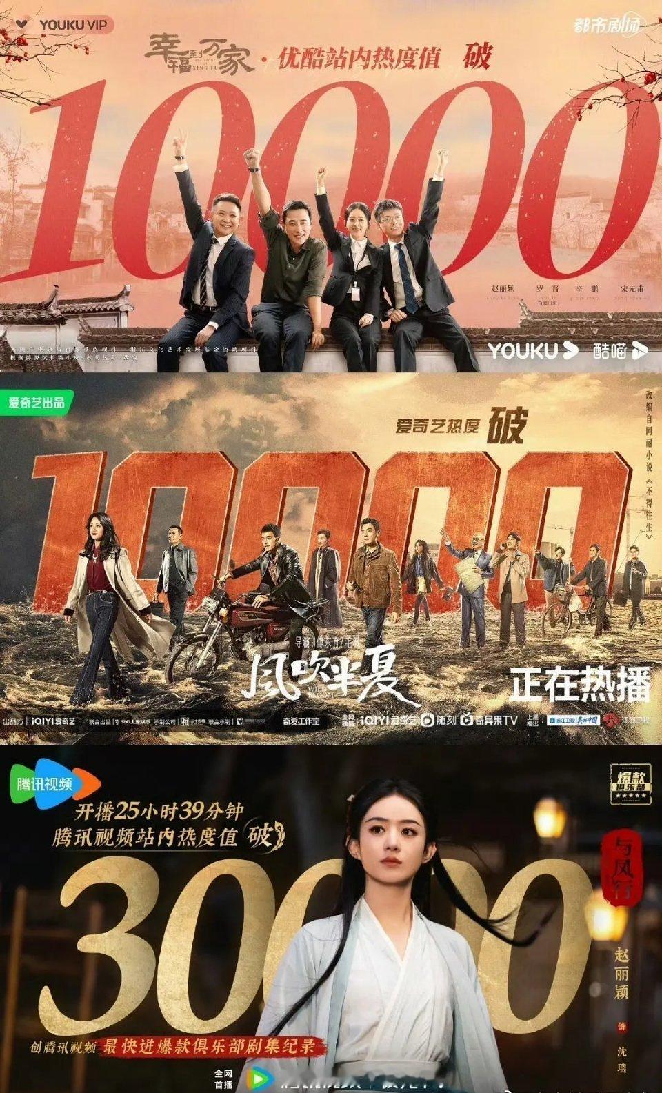 盘点三平台破万剧的女明星 你们看过哪些？赵丽颖、虞书欣、赵今麦 