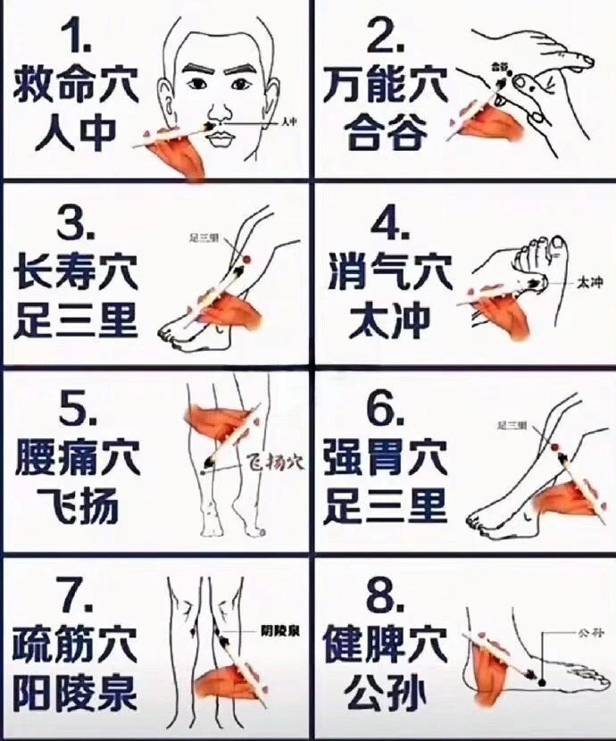 人体常用的72个穴位。 ​​​