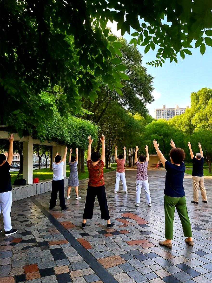 五一将散时，堂姐60岁，领着5个人备战广场舞大赛，排练一字滑步、踢腿跳转、高踢腿