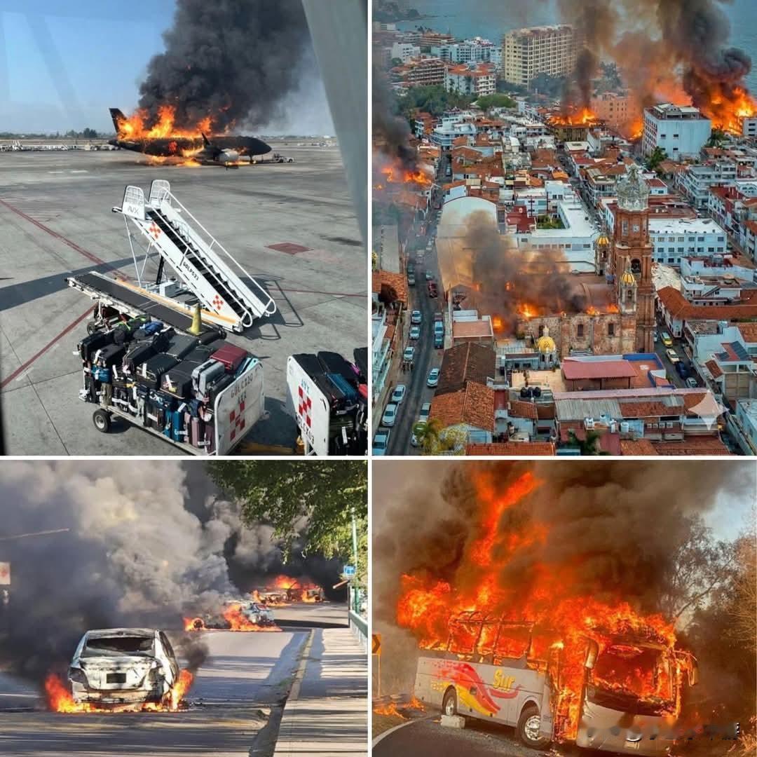 墨西哥瓜达拉哈拉机场大规模疏散，一片混乱。

据外媒报道，有贩毒集团的武装组织在