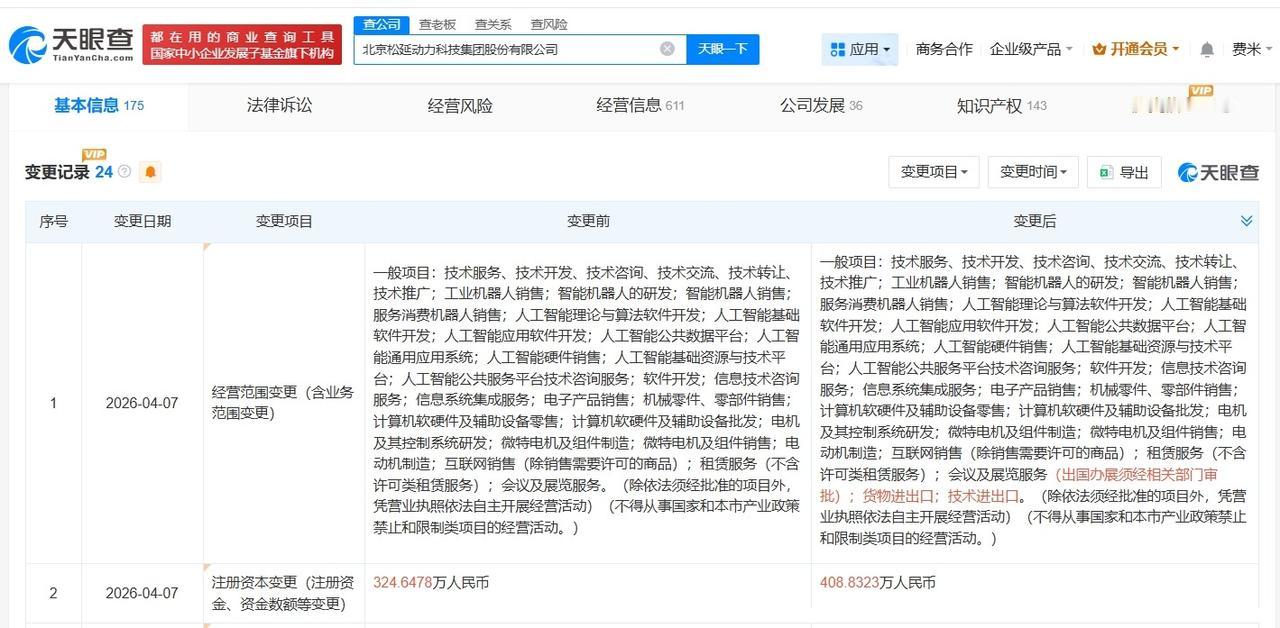 松延动力增资至约409万

松延动力近一年多次增资
天眼查工商信息显示，近日，北