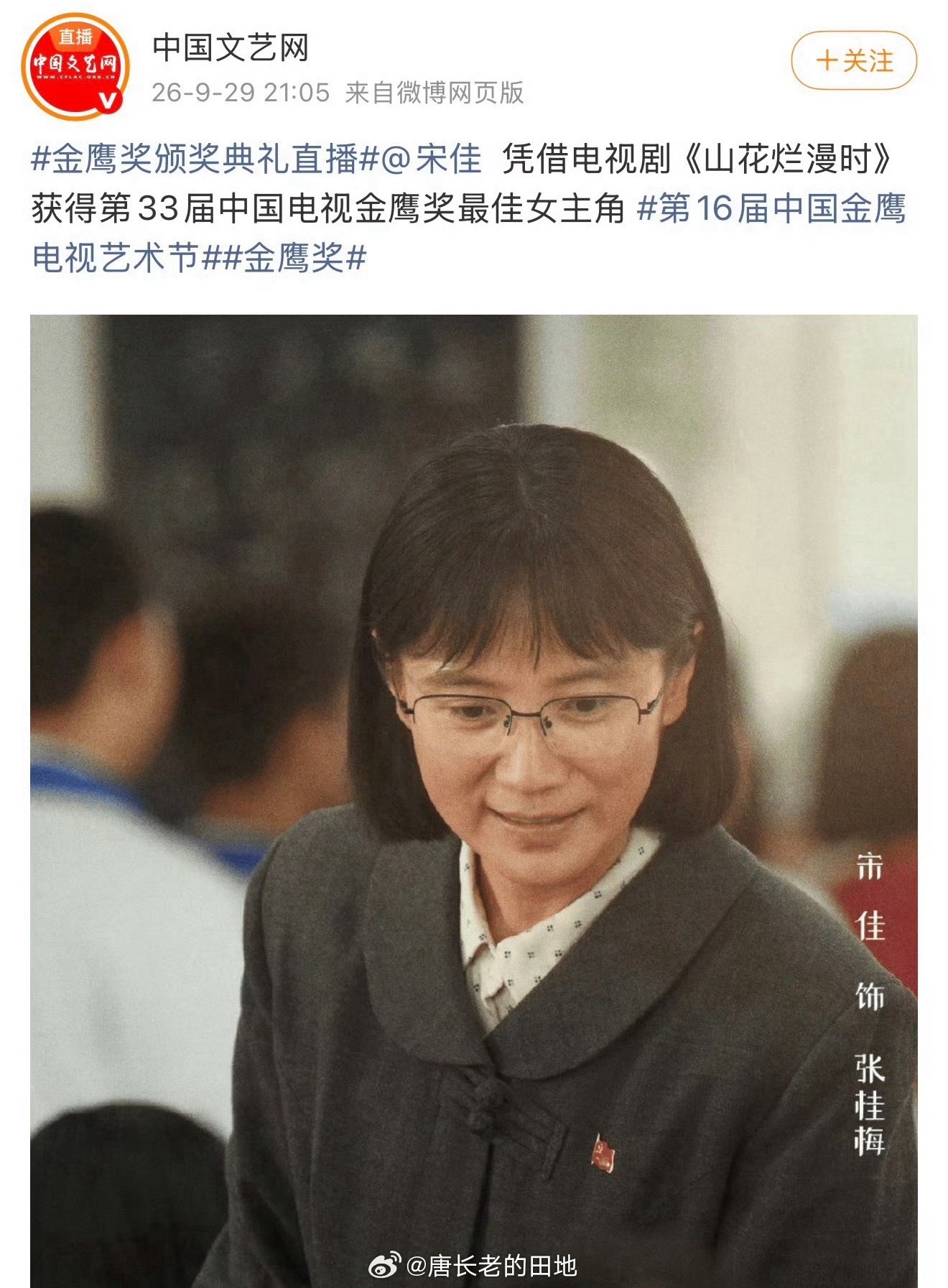金鹰奖宋佳拿了金鹰奖最佳女主角……她好像也不是大热门吧，热门选手是杨紫和闫妮金鹰