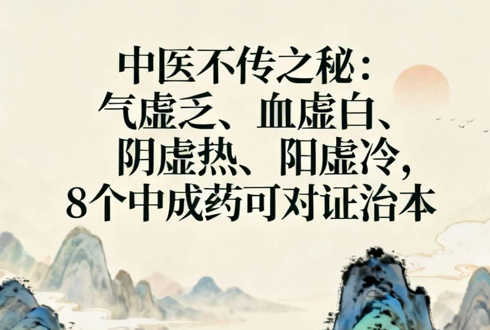 中医不传之秘：气虚乏、血虚白、阴虚热、阳虚冷，8个中成药可对证治本

同样都是“