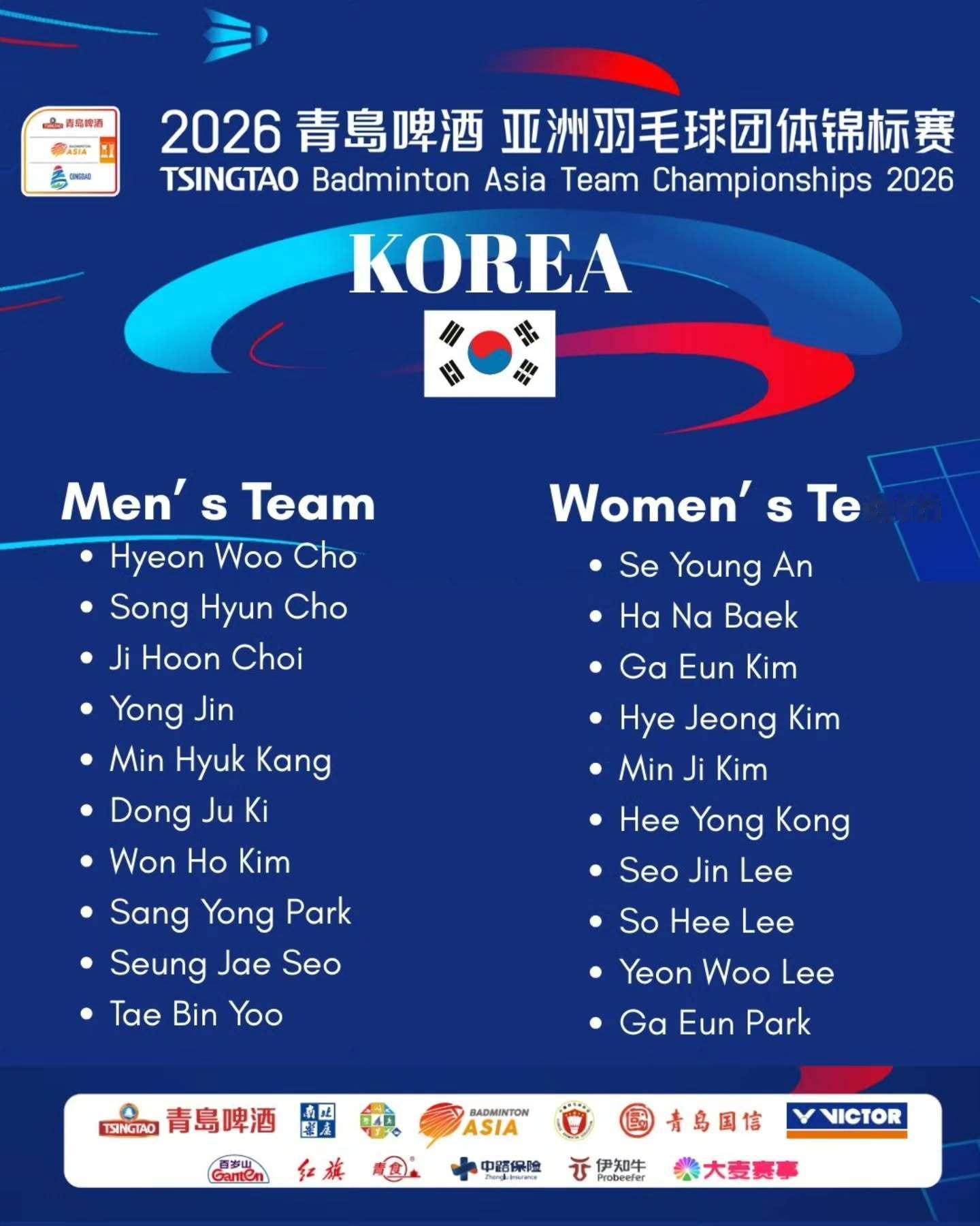 韩国队亚团名单 男单：赵贤祐，崔智勋，朴相龙，俞泰彬男双：徐承宰 金元浩 姜珉赫