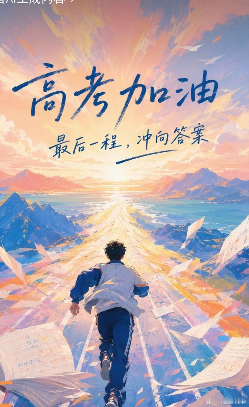 高考是专属于青春的仪式感 书桌堆积的试卷、挑灯熬过的深夜，都是青春最滚烫的奋斗印