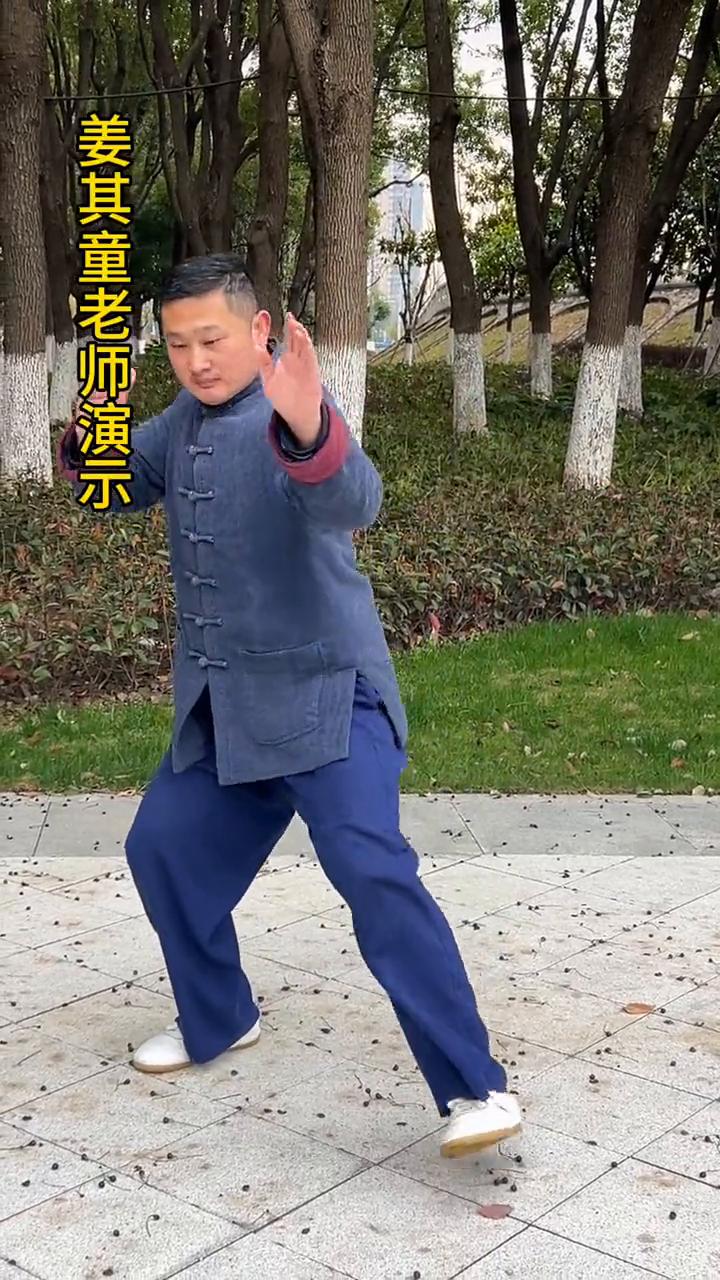 太极拳随机发力。
姜其童老师演示。