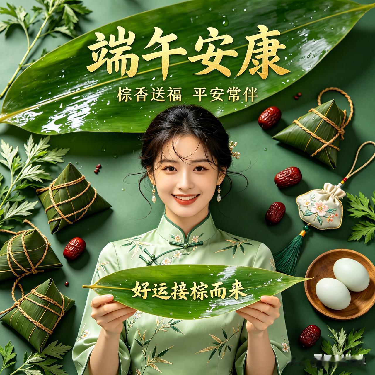 端午安康，好运接棕而来！🌿🎁初夏节气祝福 棕叶粽子