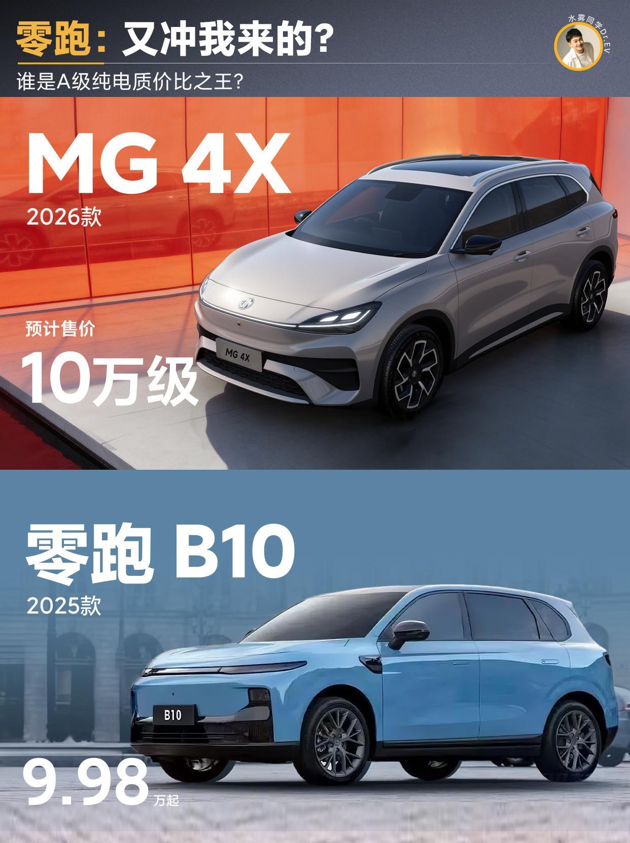 整理了MG 4X和目前大热的零跑B10对比。如果是你，相同价格会选谁？1️⃣ M