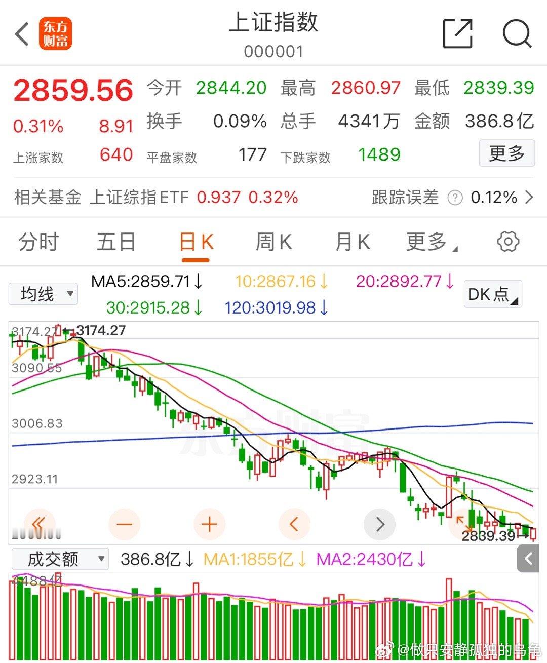 今天最低点是2839.39，如果没有猜错的话，这个双胞胎指数就是近期最低点，也是