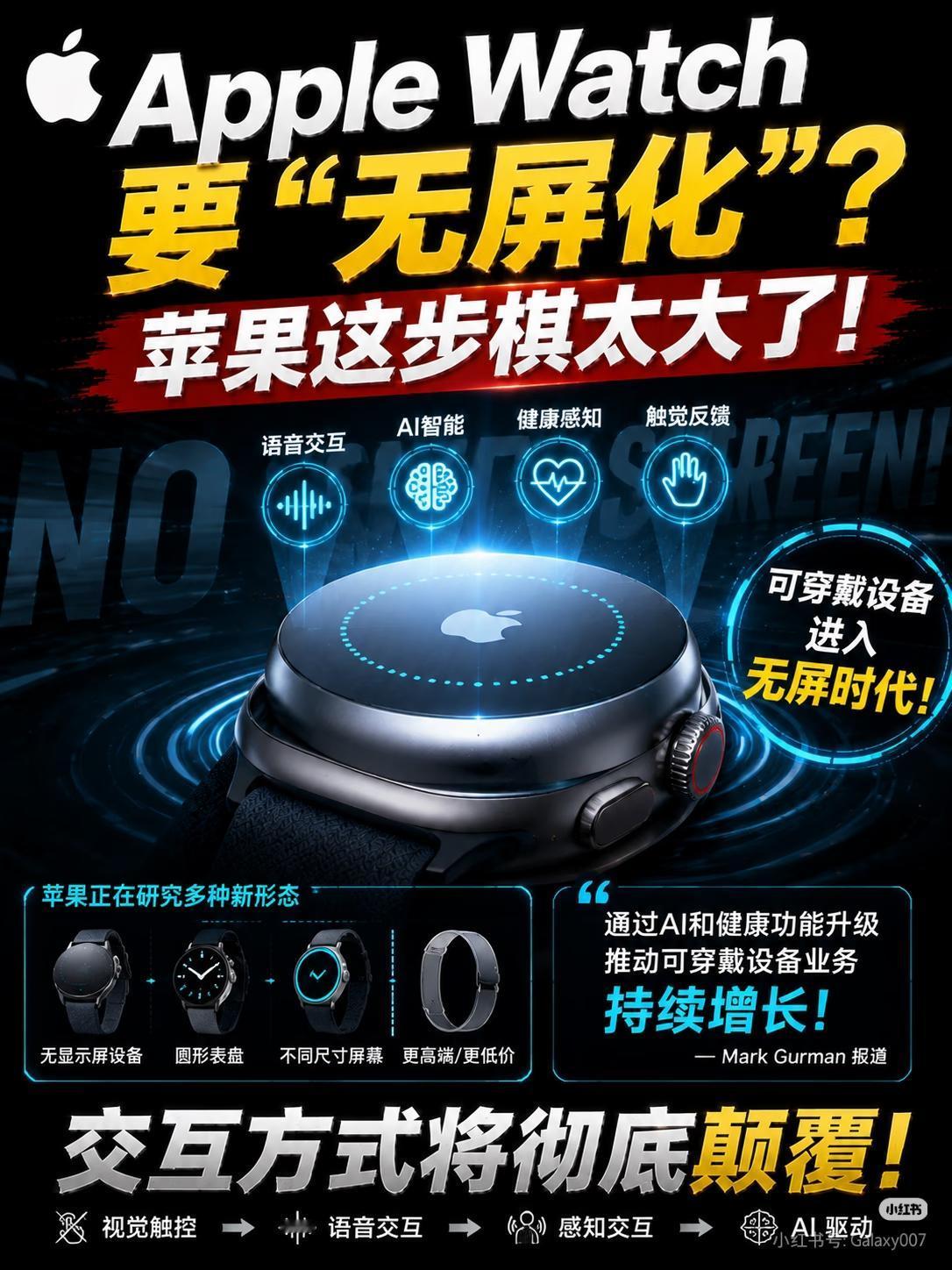 AppleWatch产品线重大调整!
Apple Watch要大变天了？圆屏、无
