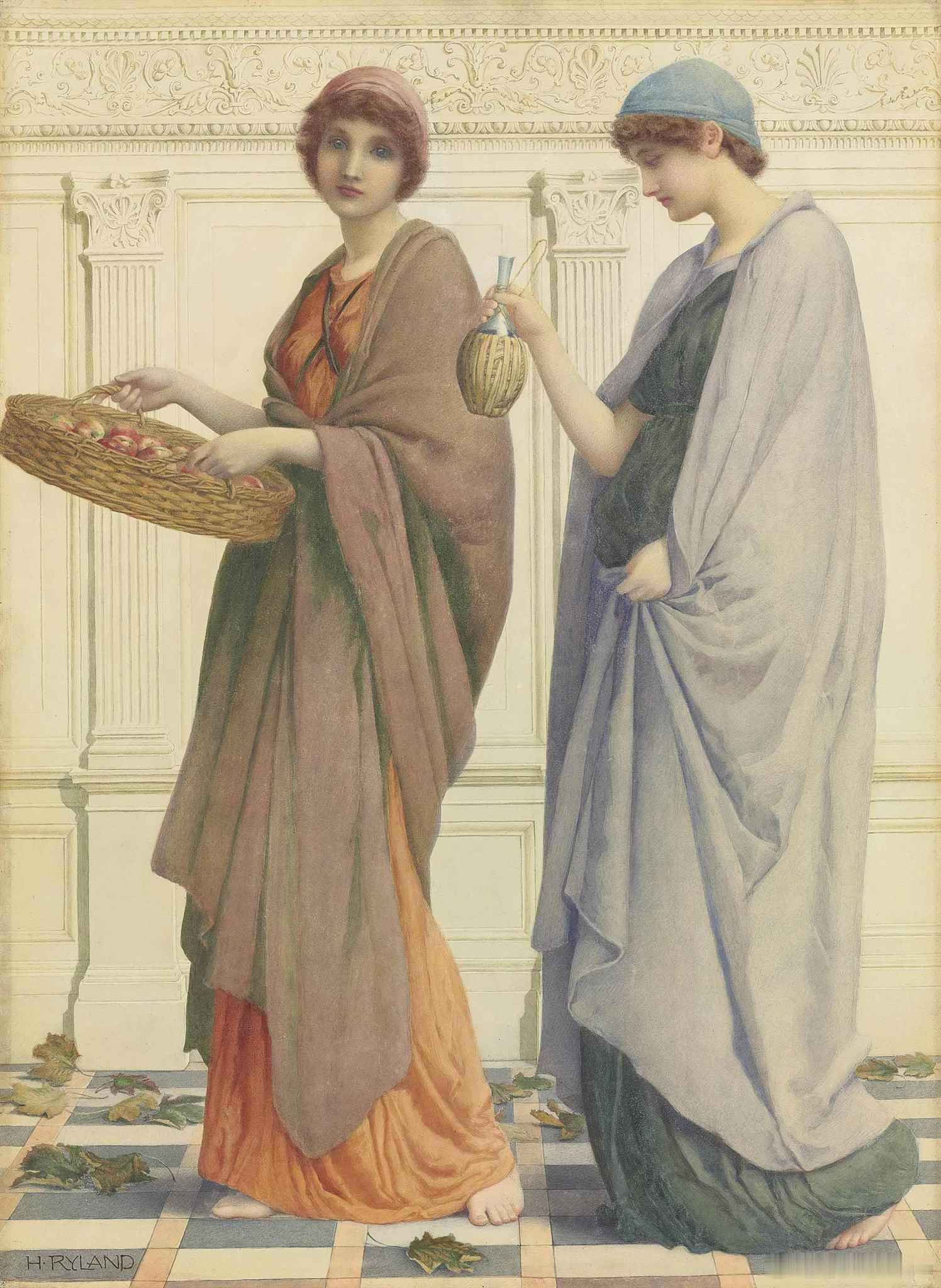 西洋历史文化鱼缸 英国画家、设计师亨利·莱兰（Henry Ryland，1856