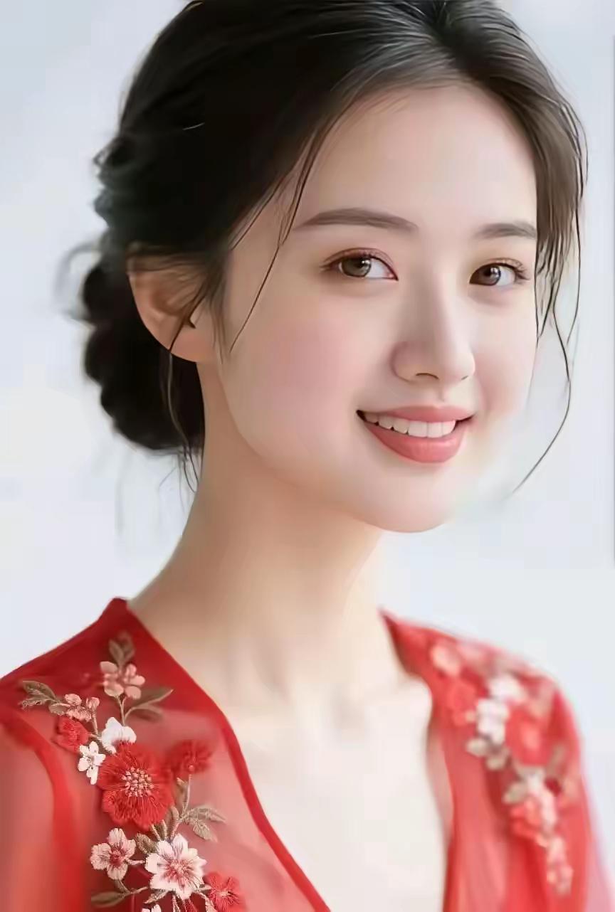 赞佳人
​​朱衣绣蕊韵如兰，云鬓轻盘意自闲。
笑靥融春添秀色，眸光流彩映娇颜。