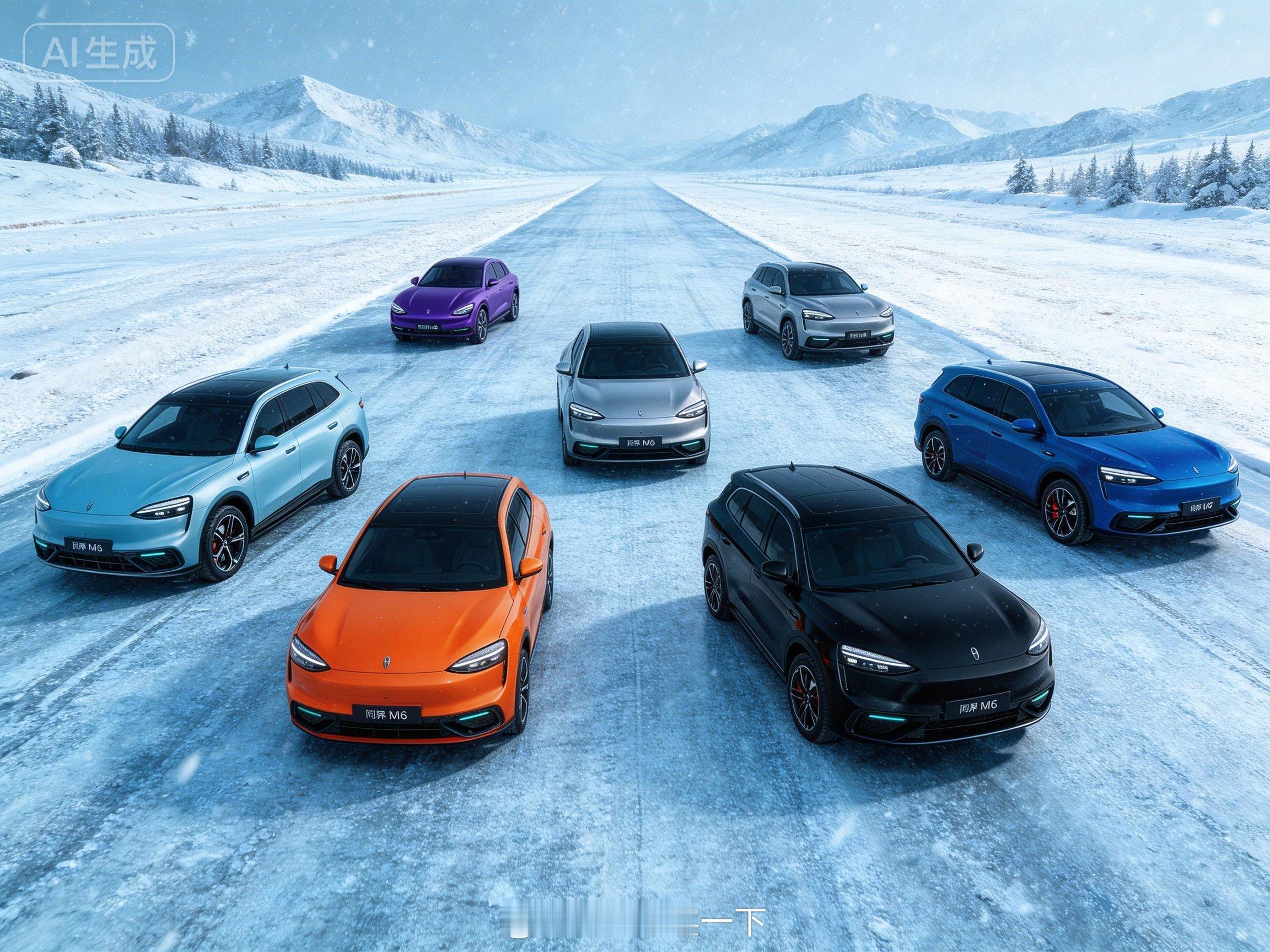 我把问界M6几款颜色安排到了一张图里，这样对比看就简单多了