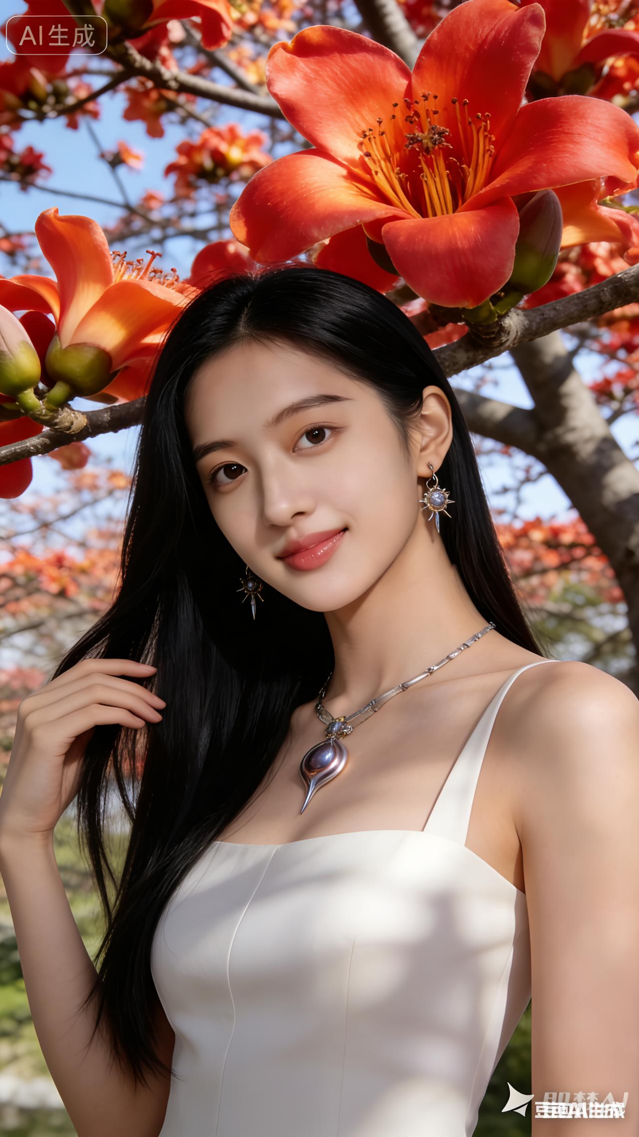 春日花海中的优雅少女，绽放如花般美丽！🌸💃