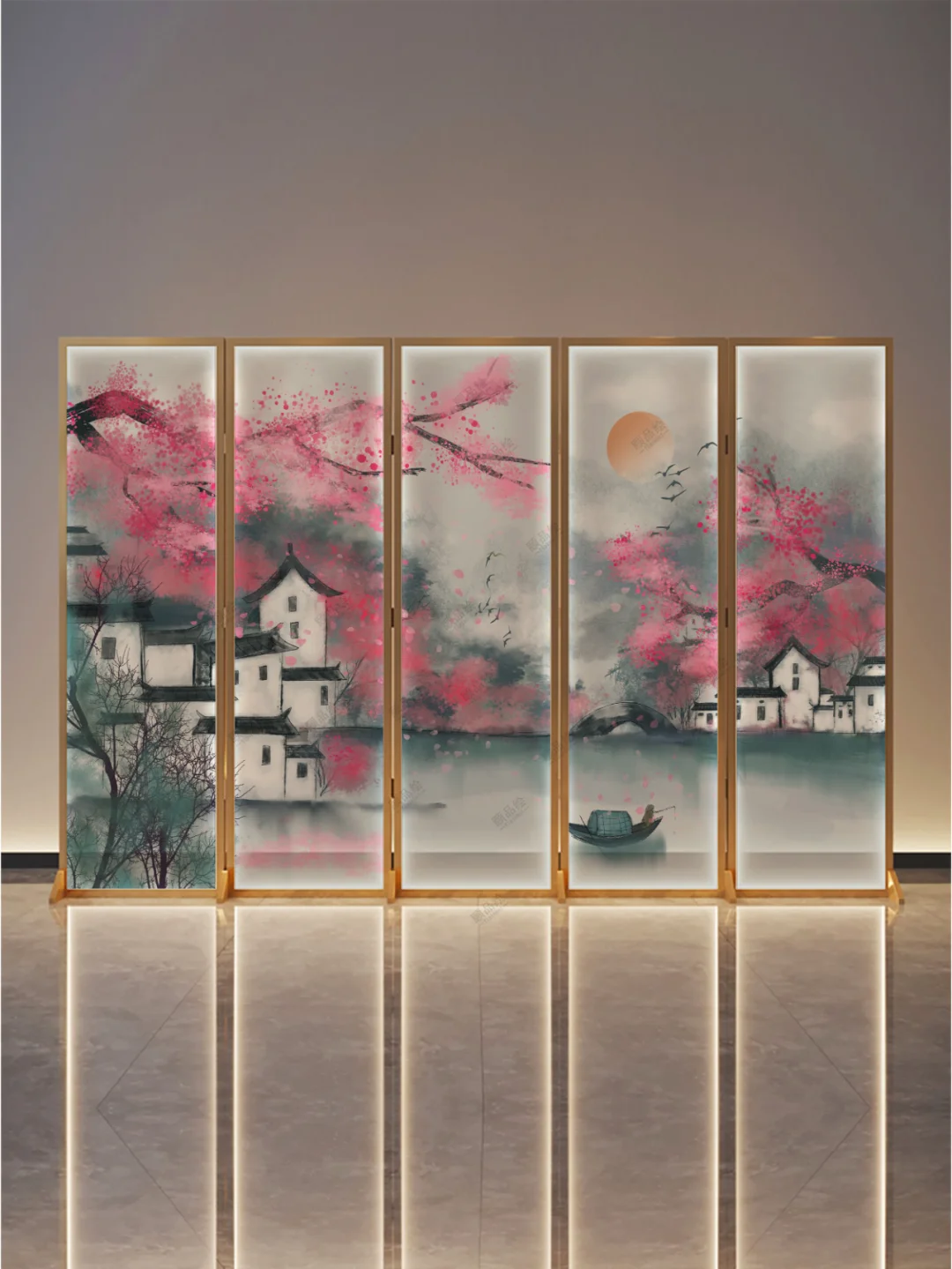 新中式美学天花板！设计师私藏款！丝绢灯光折叠屏风全新图面世，空间秒变艺...