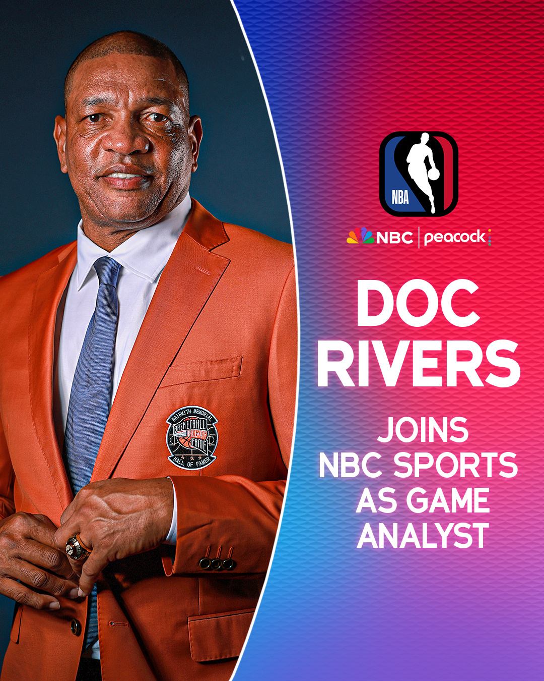 道格-里弗斯正式加入NBC担任比赛评论员。转行成功[加油][加油]NBA[超话]