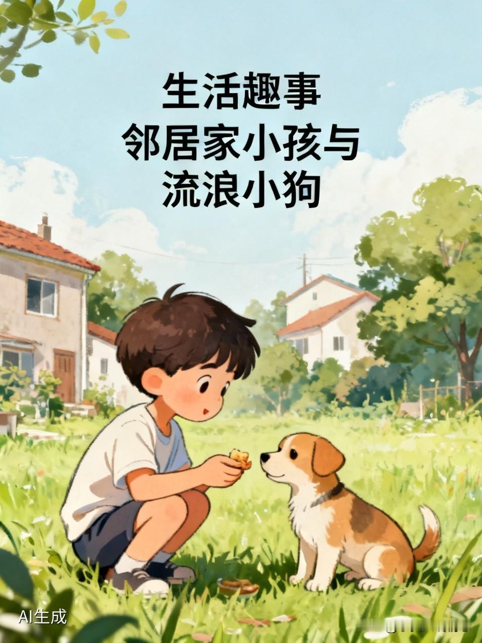 路上碰见邻居家几岁的小娃娃，一本正经蹲在路边哄流浪小狗。
 
小家伙把自己兜里仅