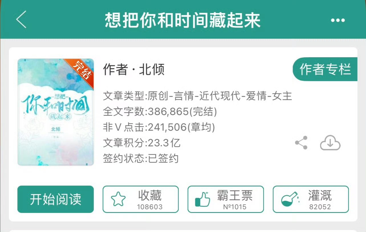 小说推荐：《想把你和时间藏起来》 作者:北倾简评：女制片大佬vs钟表修复师，单向