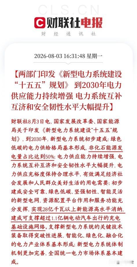 A股刚刚收盘，光伏，核电，风电就出了重大利好消息
发改委、能源局出台十五五新型电