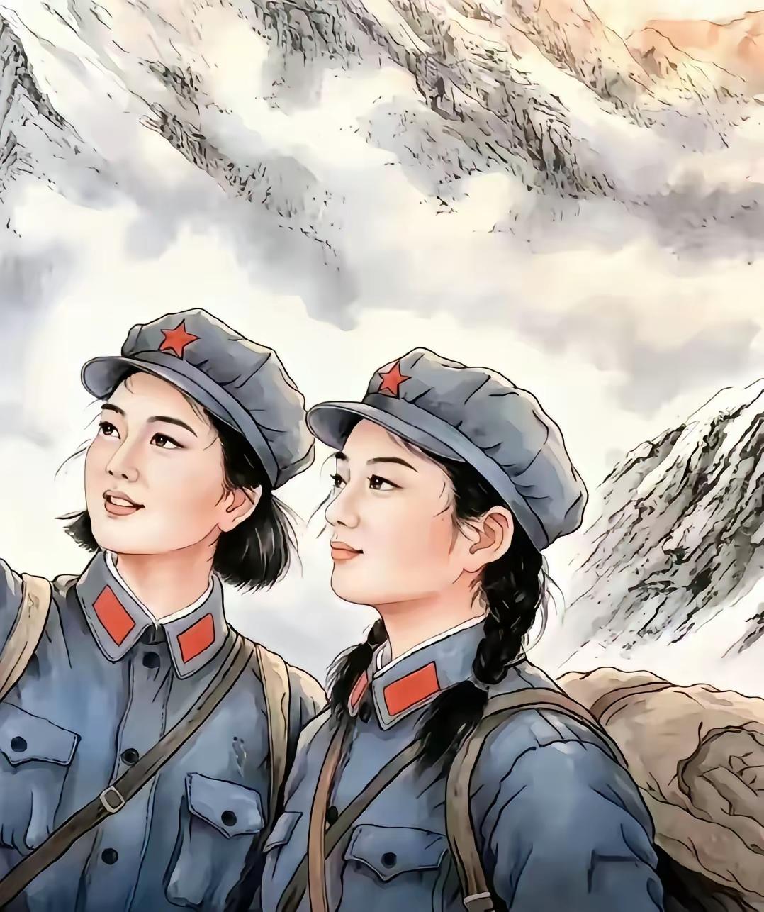 同样是画红军女战士，这两幅画差距悬殊很大，一眼就能看出它的区别在哪里，前一幅画，