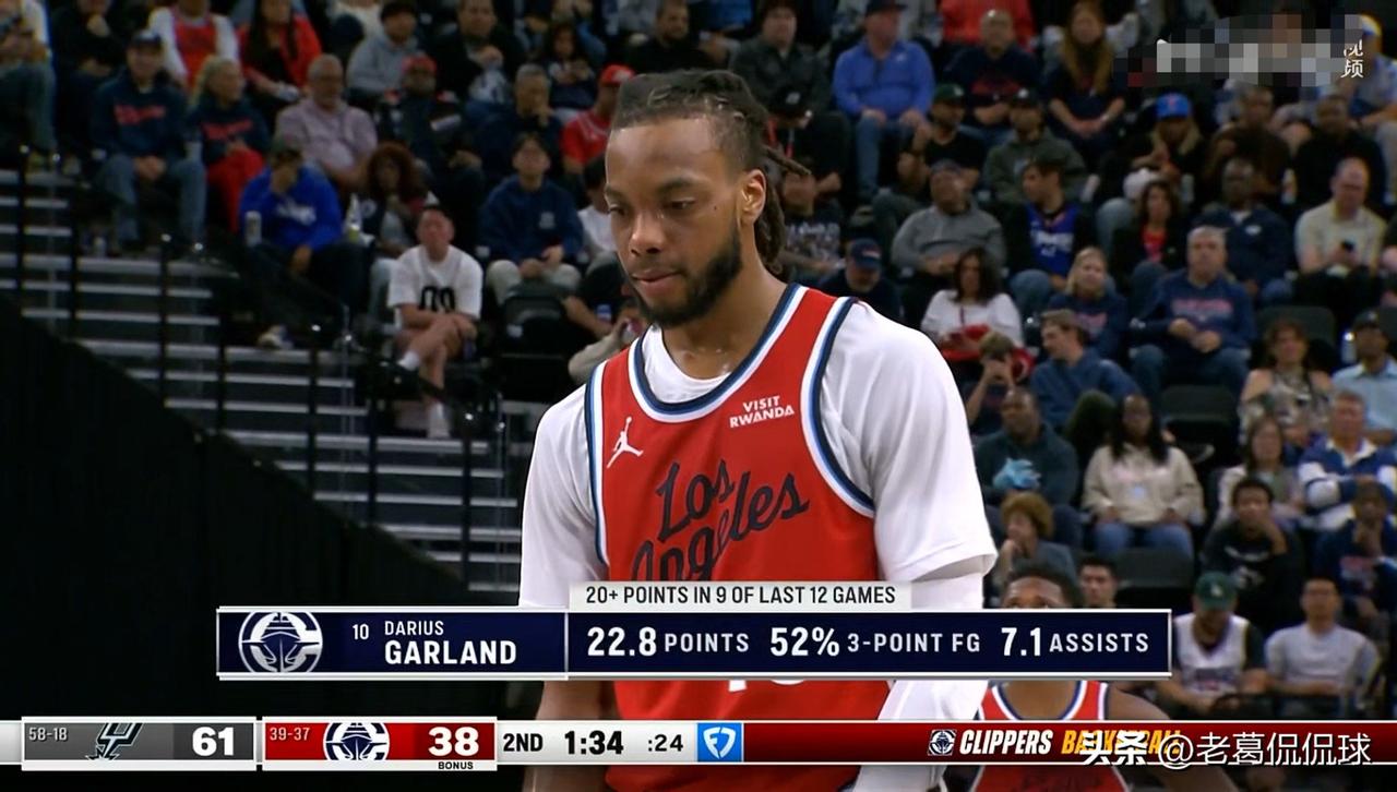 快船当家控卫加兰真是让人大失所望！在今天快船主场迎战马刺的比赛中，目前双方半场战