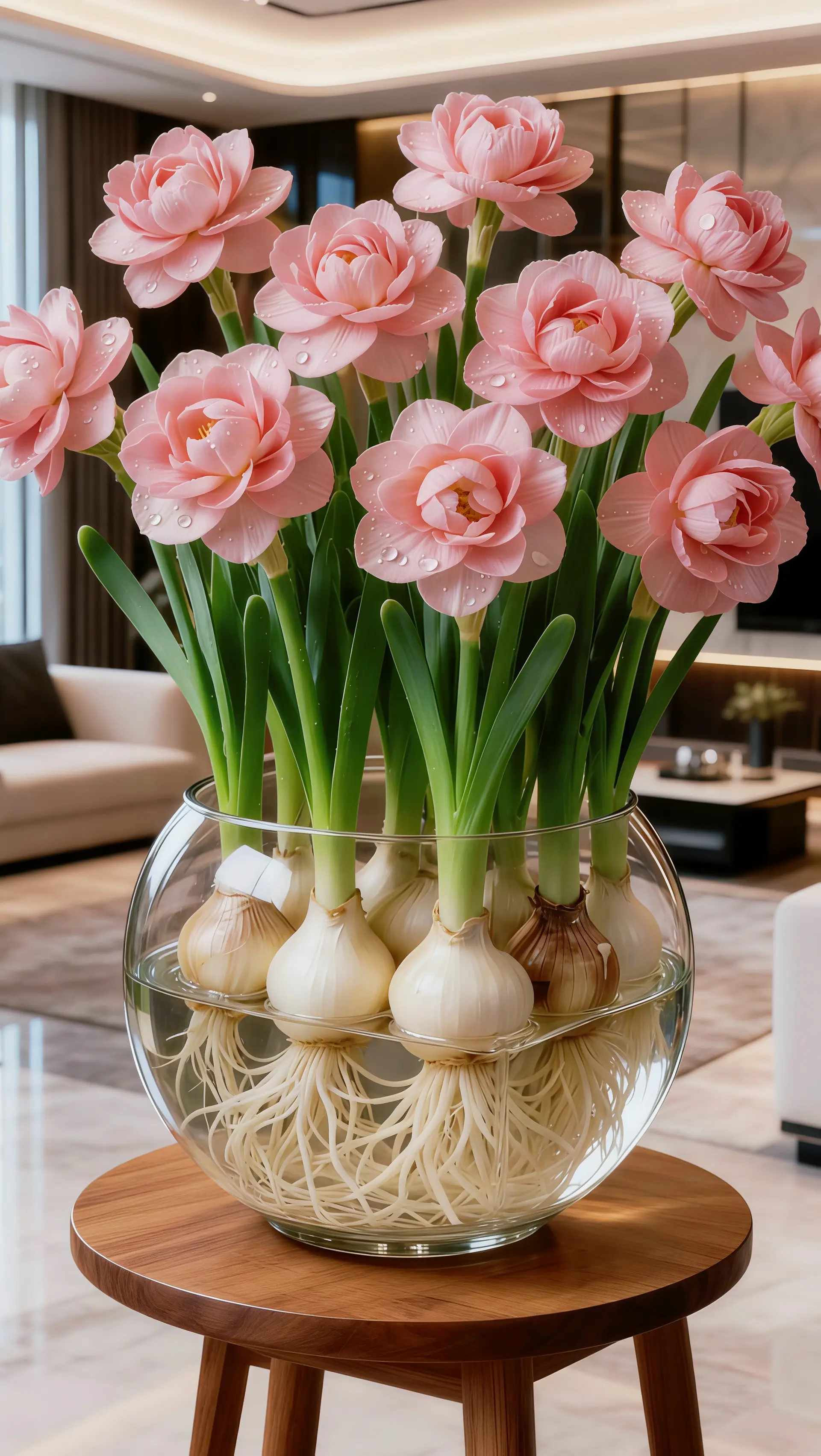 春日里的小欢喜。春日里的小欢喜，是看着水培水仙缓缓舒展。圆滚滚的种球在...