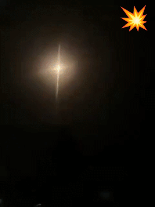 21日晚波斯导弹击中迪莫纳瞬间的现场画面。迪莫纳是鱿鱼内盖夫核研究中心所在地，被