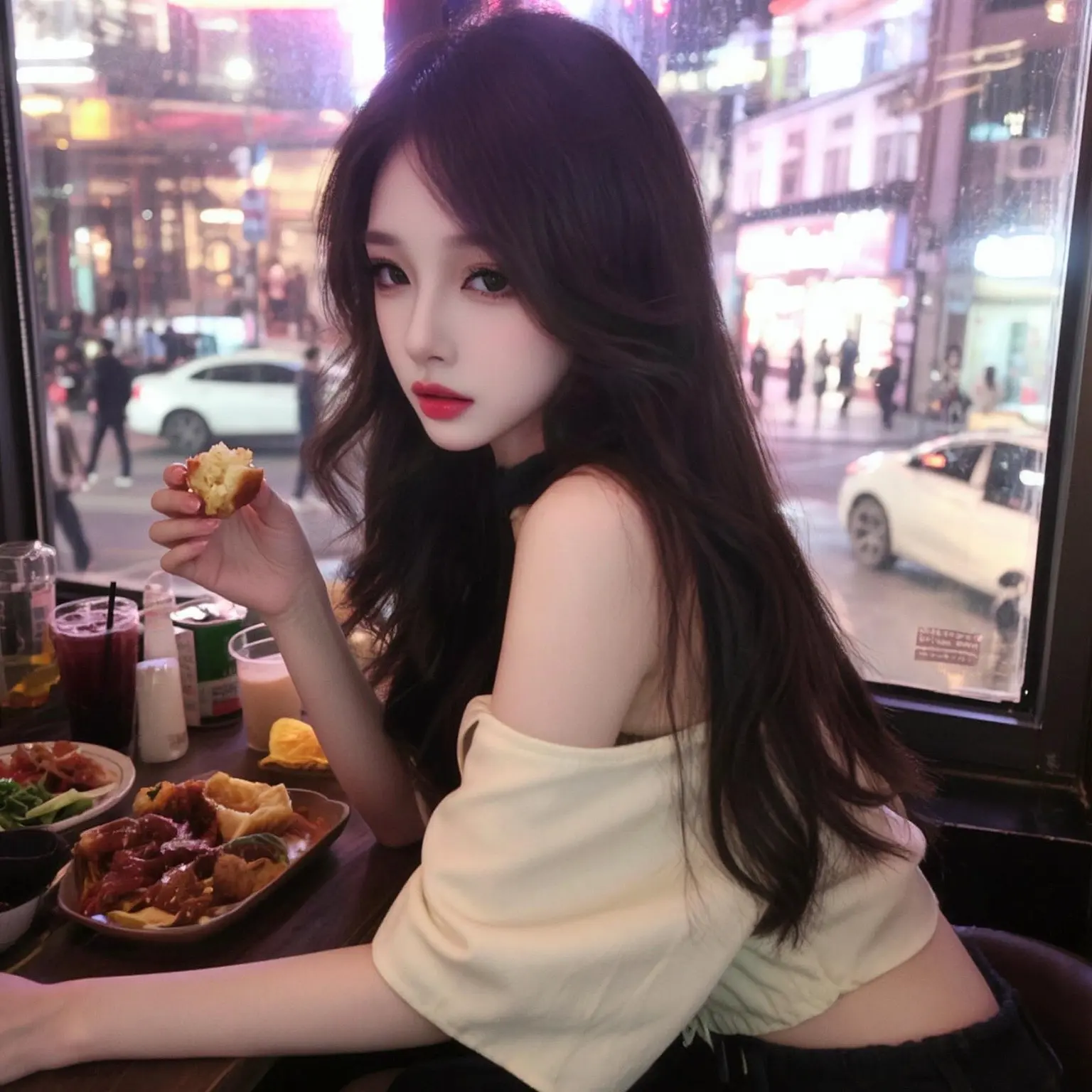 新手化妆教程 裸妆感妆容 夜景美食氛围 喜欢一个人吃饭 吃货的世界观