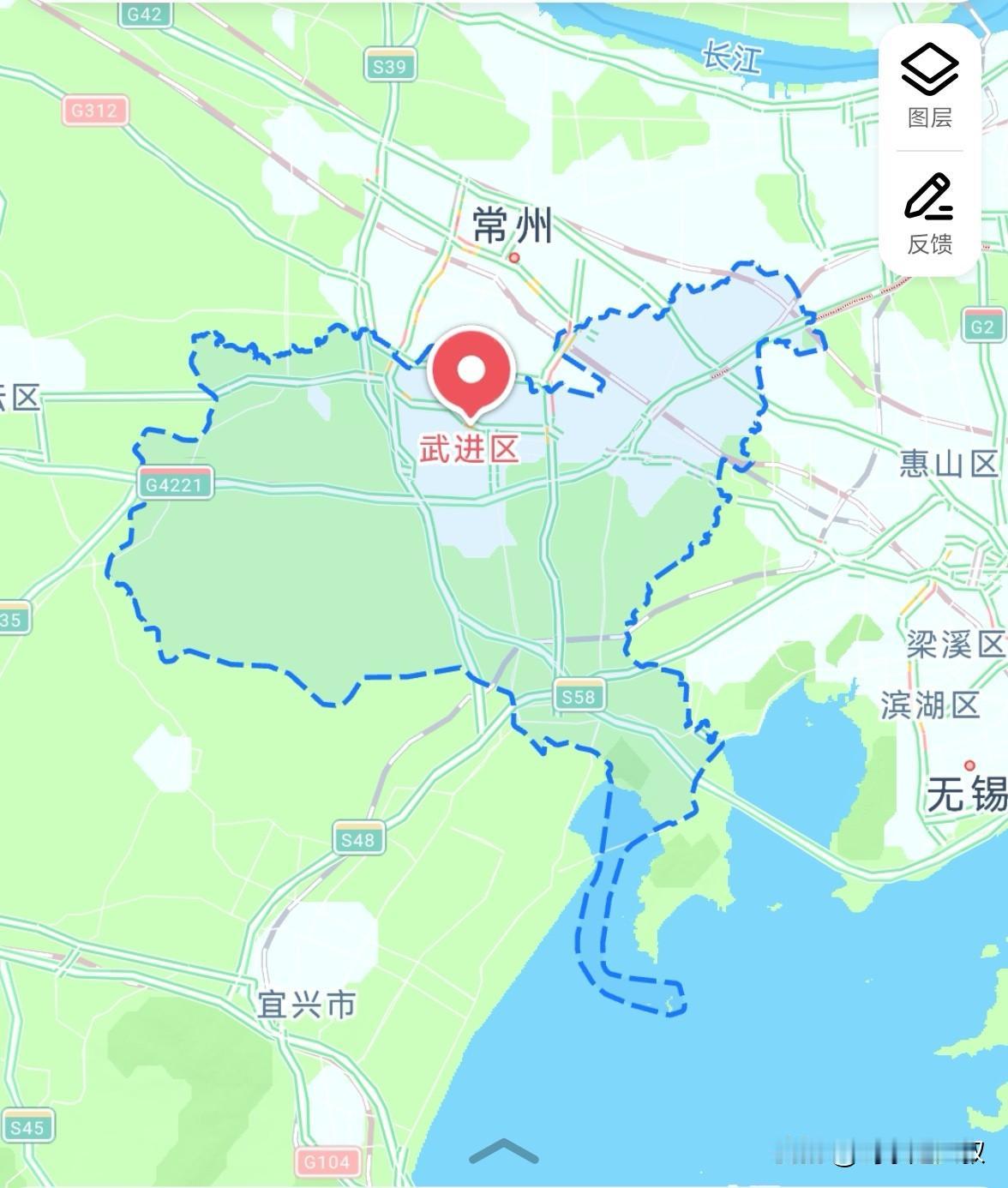 突然发现这里的行政区划很有趣！
如果不是有个太湖，让宜兴和无锡市区相连，岂不是硬