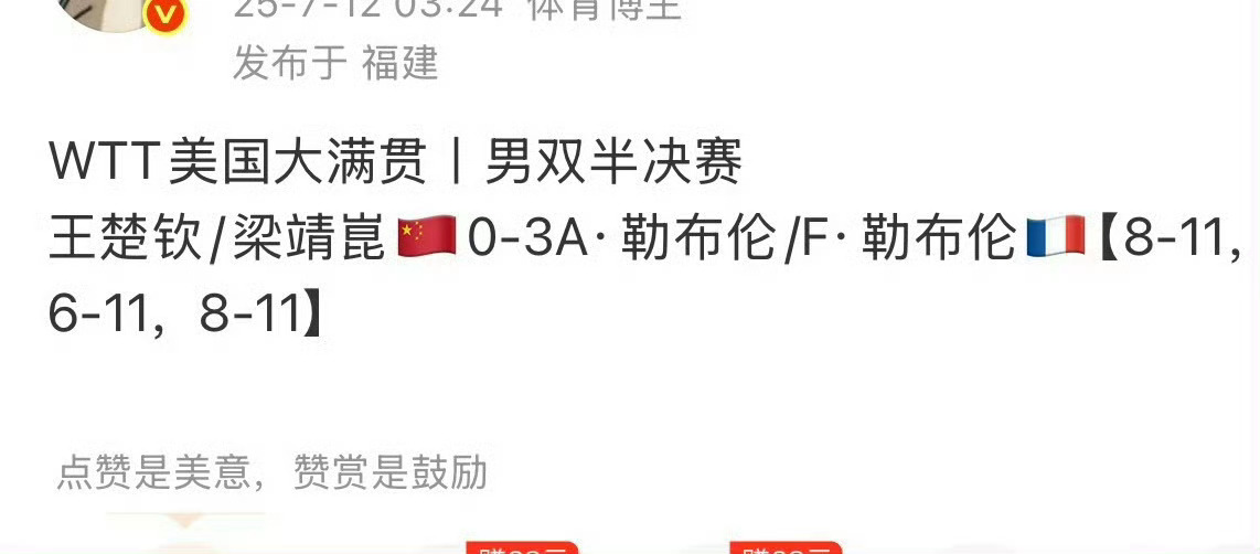 美国大满贯王楚钦孙颖莎混双王楚软这个人真的很好懂，打男双带不飞谁也没人能带飞他，