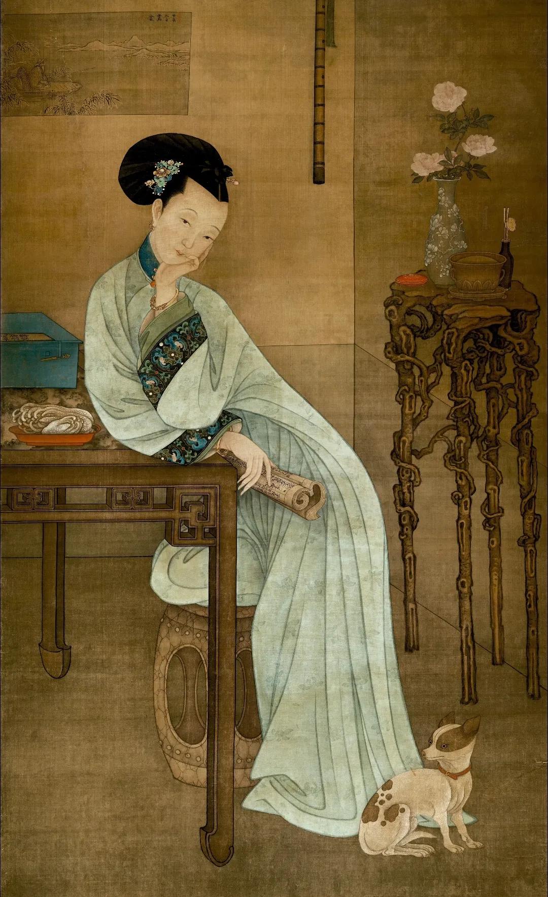 清代画师冷枚1724年所作《春闺倦读图》，彼时他56岁，遭雍正逐出宫廷已有三年。