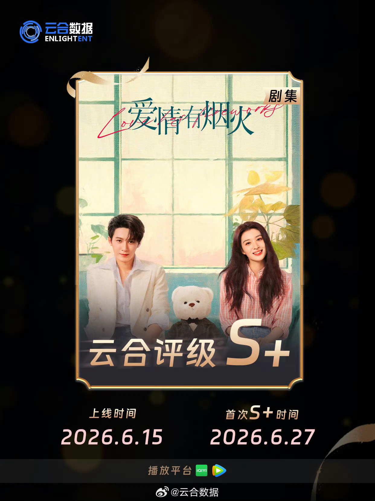 wok，檀健次《爱情有烟火》云合评级S+了有效播放市场占有率高达13%这数据也太