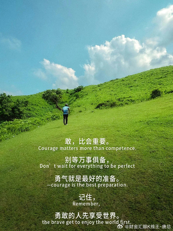 敢，比会重要。别等万事俱备，勇气就是最好的准备，记住，勇敢的人先享受世界。财金汇