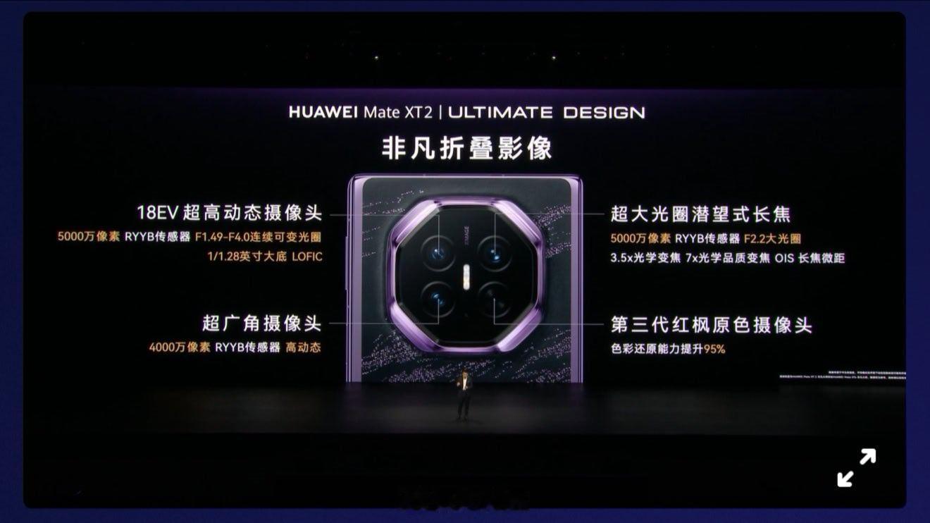华为发布会MateXT2已经用上第三代红枫原色镜头了 ​​​