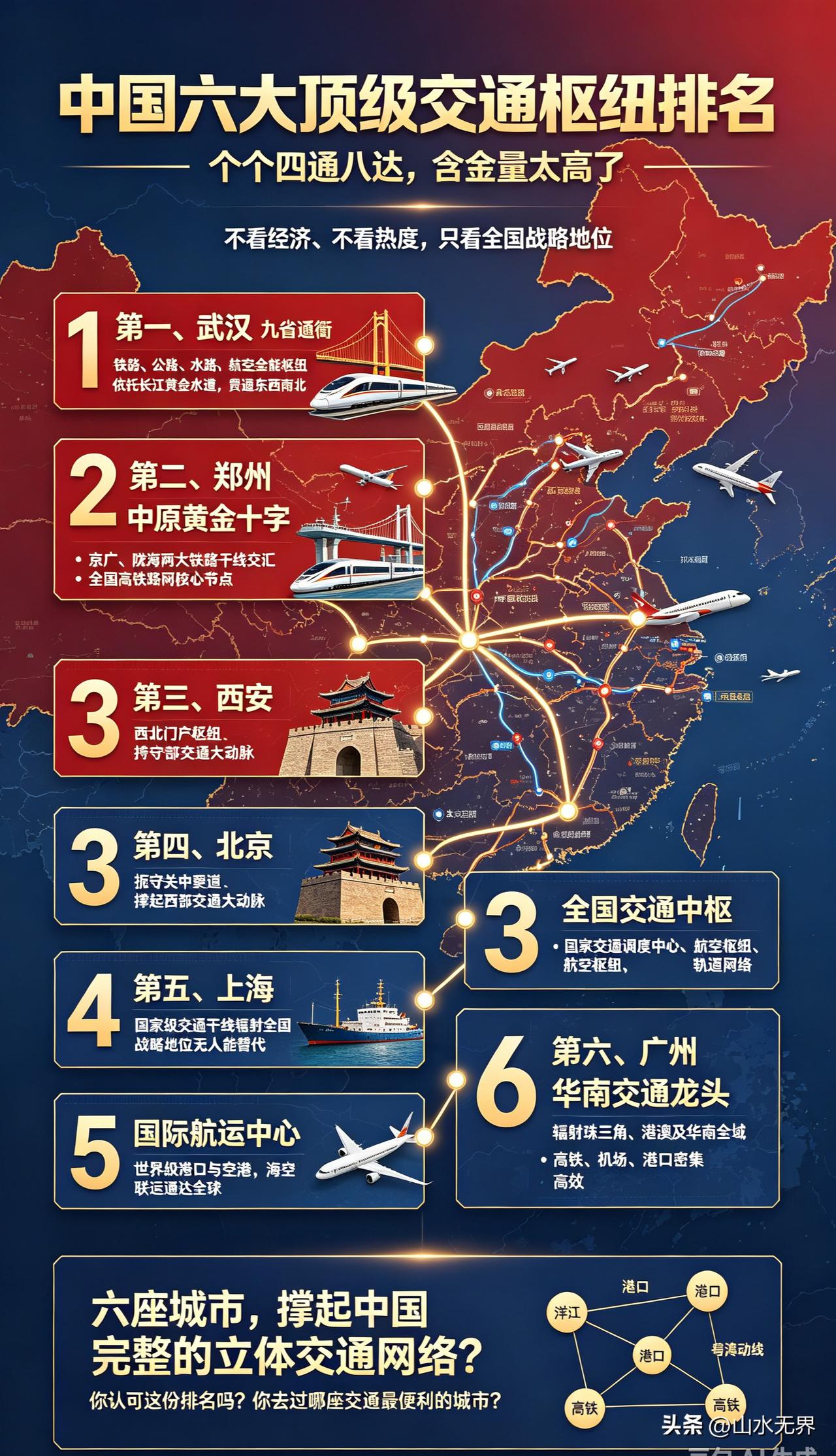 中国六大顶级交通枢纽排名！个个四通八达，含金量太高了
 
很多人都不清楚！国家公