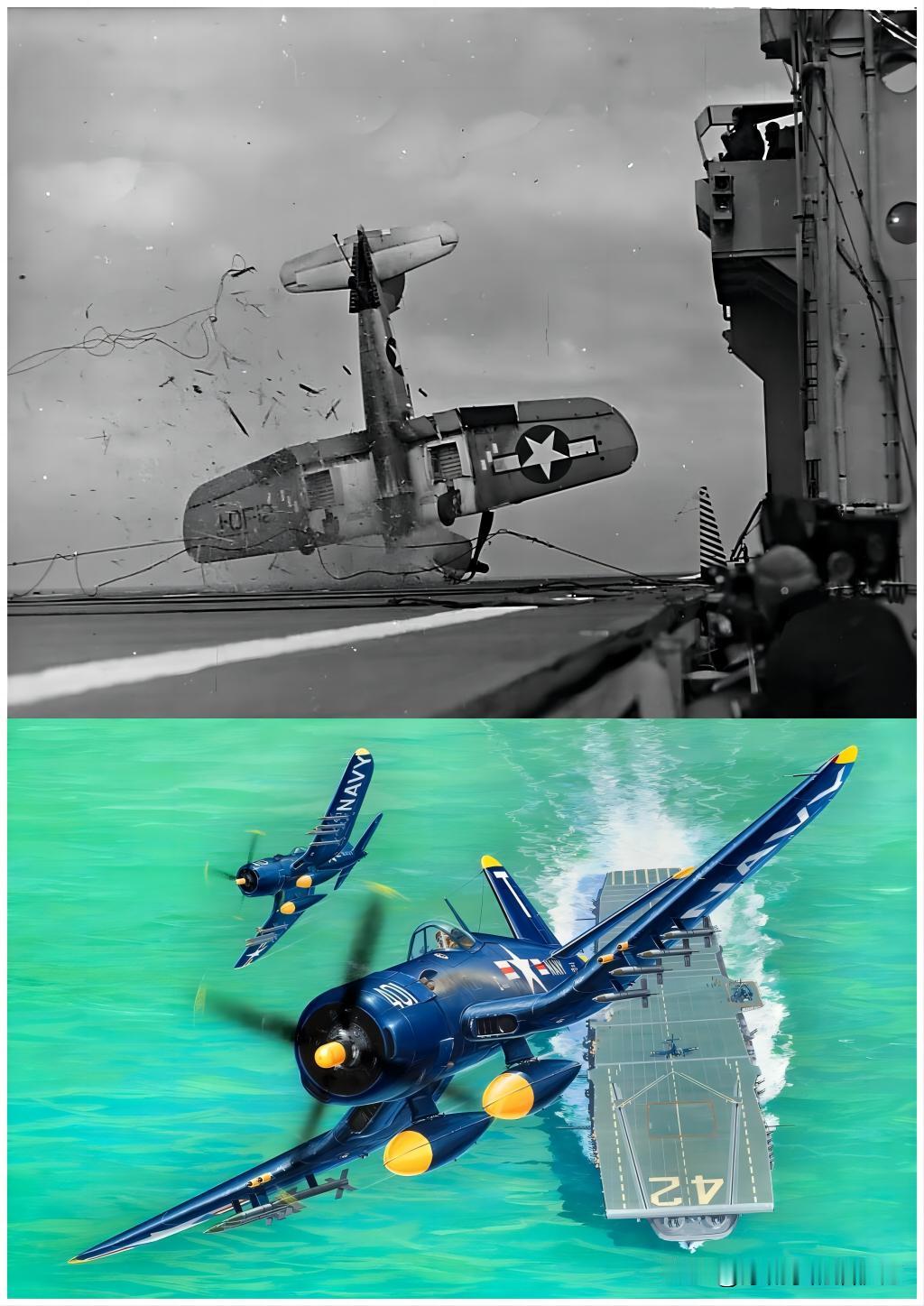 每日一机：1944年3月31日，一架美军战机在着舰时“拿了大顶”。请不要说出这型