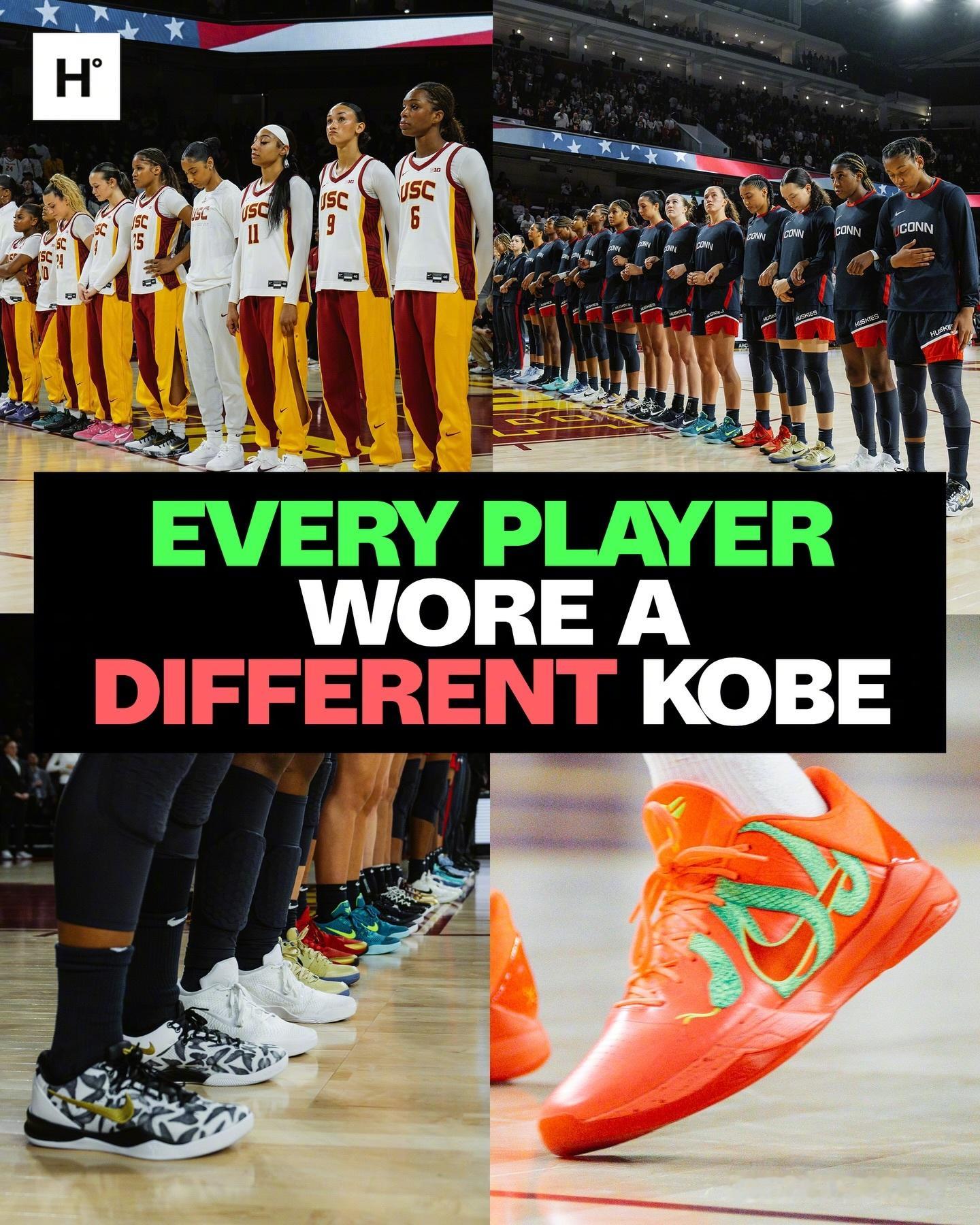 看到这组图依旧有点特别！史无前例的一场比赛，比赛双方球员全部穿着各式各样的科比球