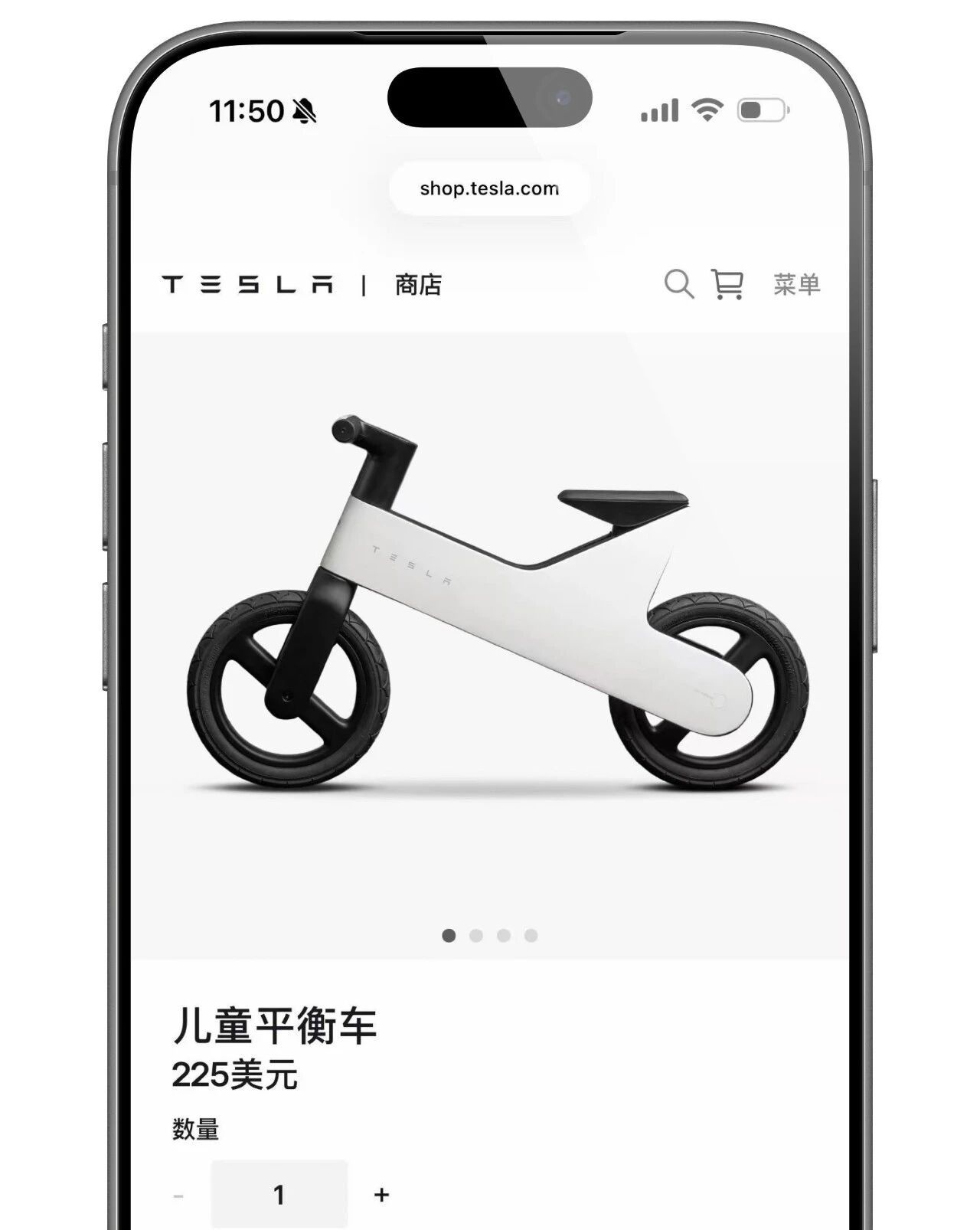 特斯拉推出一款新型儿童平衡车，售价 225 美元（折合人民币 1524）。该产品