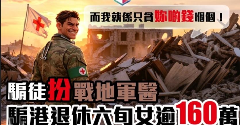 香港六旬退休妇人误信自称华裔美军军医的骗徒，堕入「爱情陷阱」，被人甜言蜜语盖过理