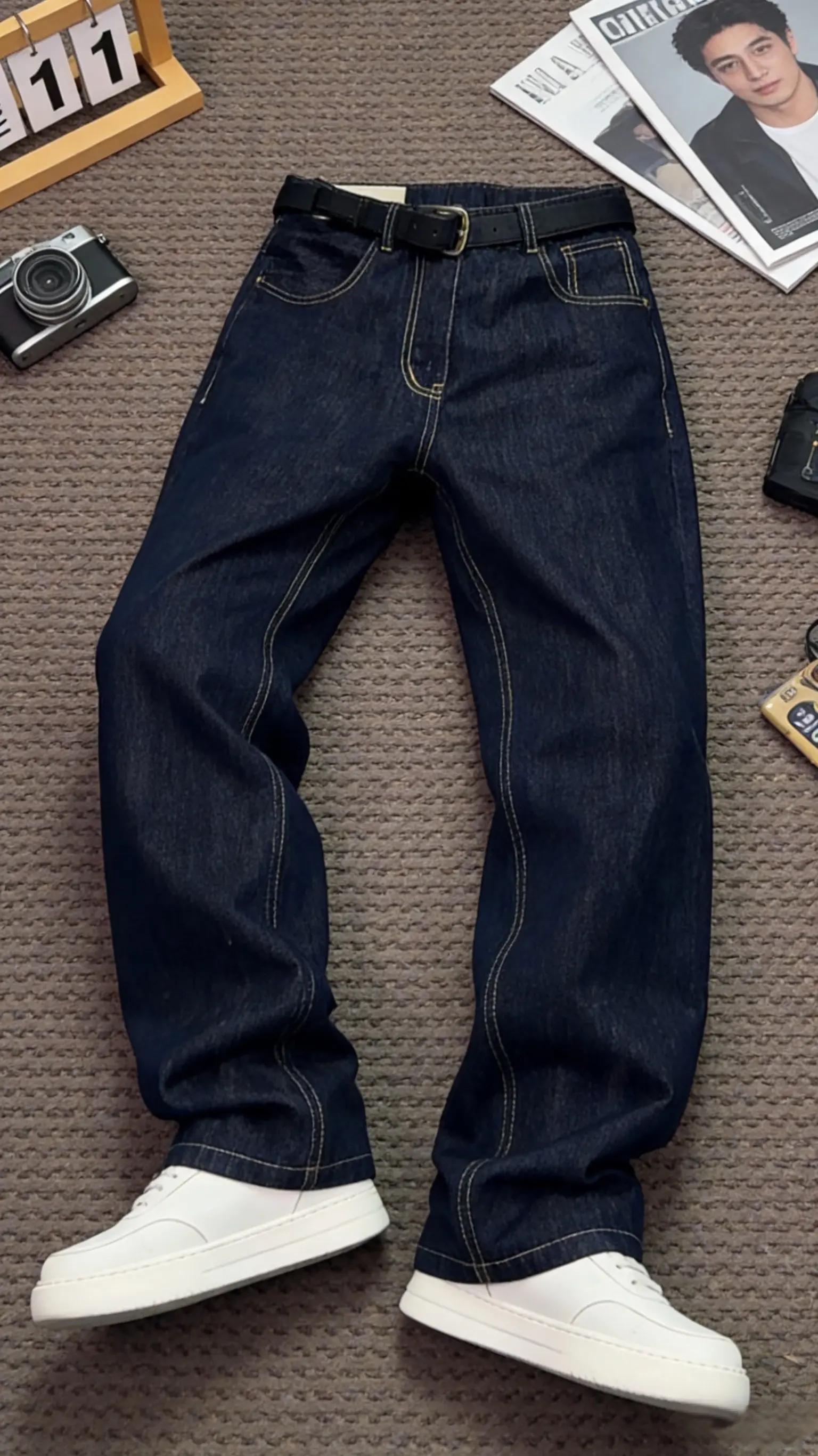 谁能拒绝这款春夏新款经典复古牛仔简约休闲百搭潮牌男装无弹直筒牛仔裤男