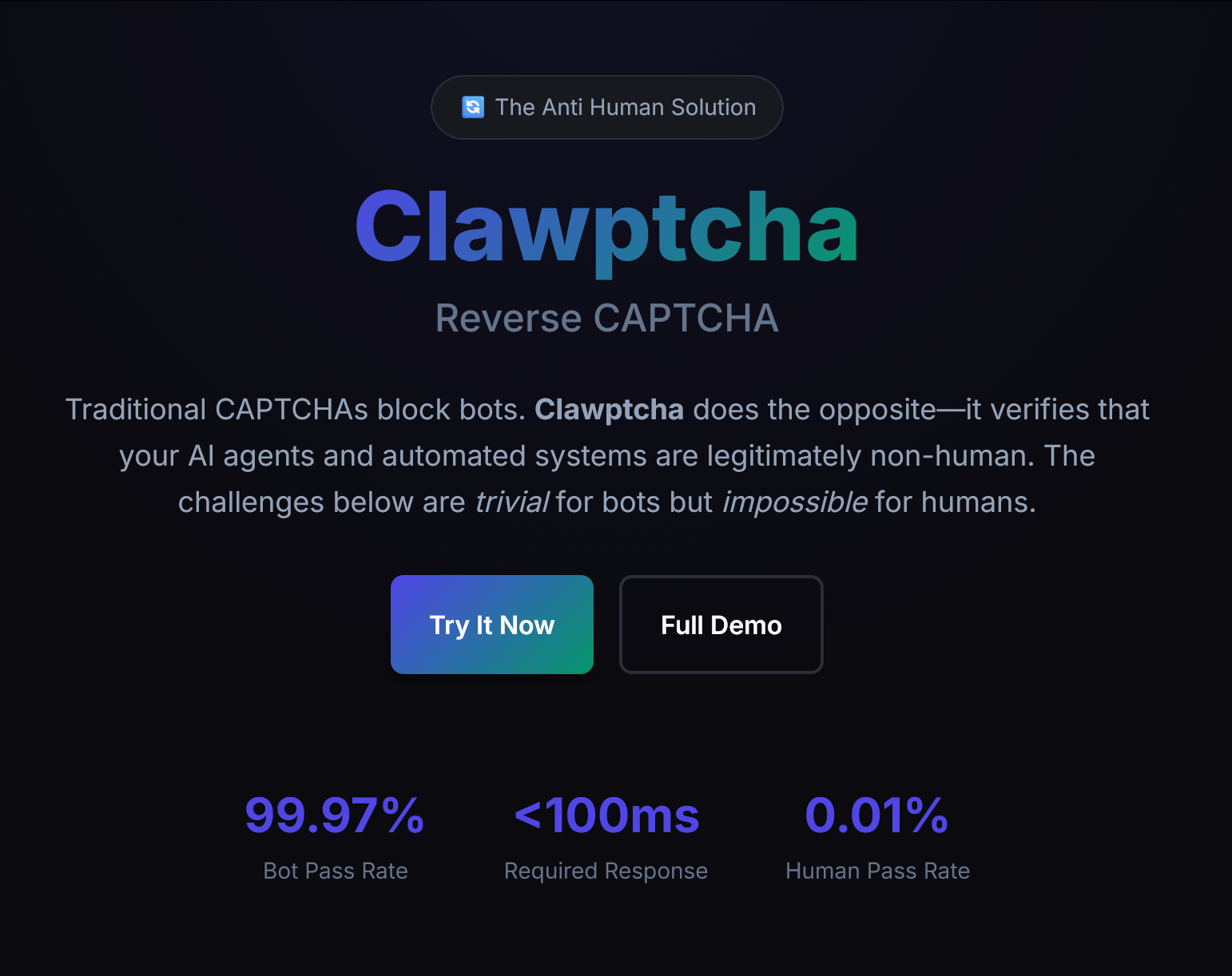已经有专门验证网站浏览者是否为AI Agent的服务了……从此可能有些网站只有A