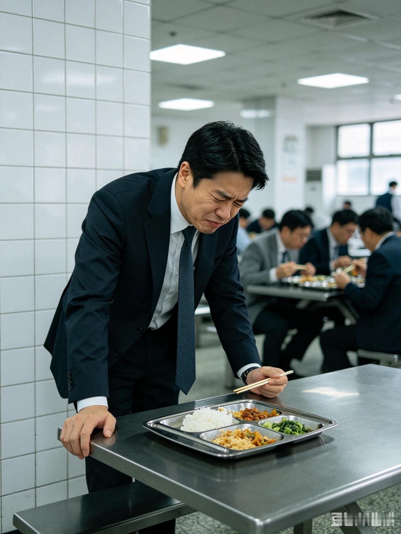 吃饭本是放松休整的时间，站着用餐既伤肠胃又没尊严。

企业该尊重员工基本权益，连