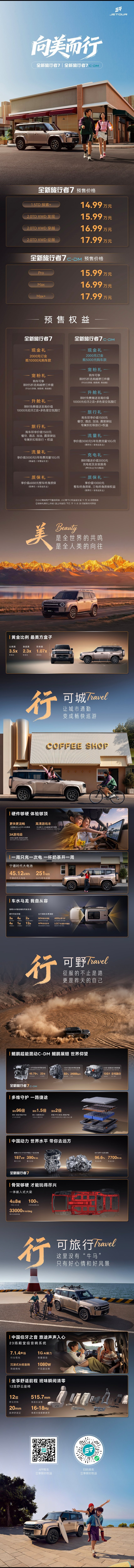 之前因为工作错过了捷途旅行者7，昨天全新旅行者7开启预售，14.99万起，你们看